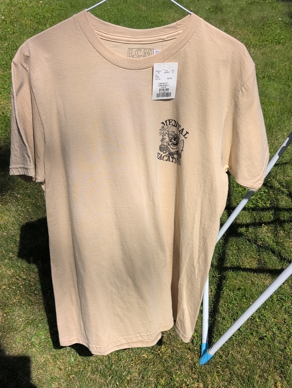 NWT Men's Short Sleeve Tee - Beige with Black Graphic M